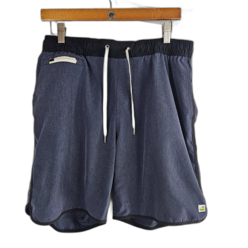 vuori The Banks Shorts 8.5" Men's Medium Blue Linen texture Stretch Performance